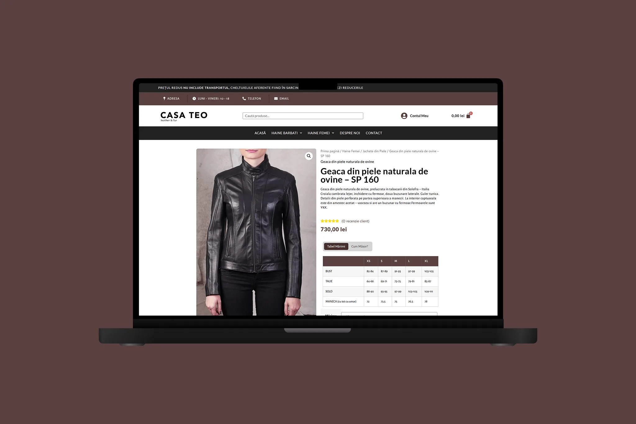 Casa Teo — magazin online de haine din piele, construit de Acid Studios